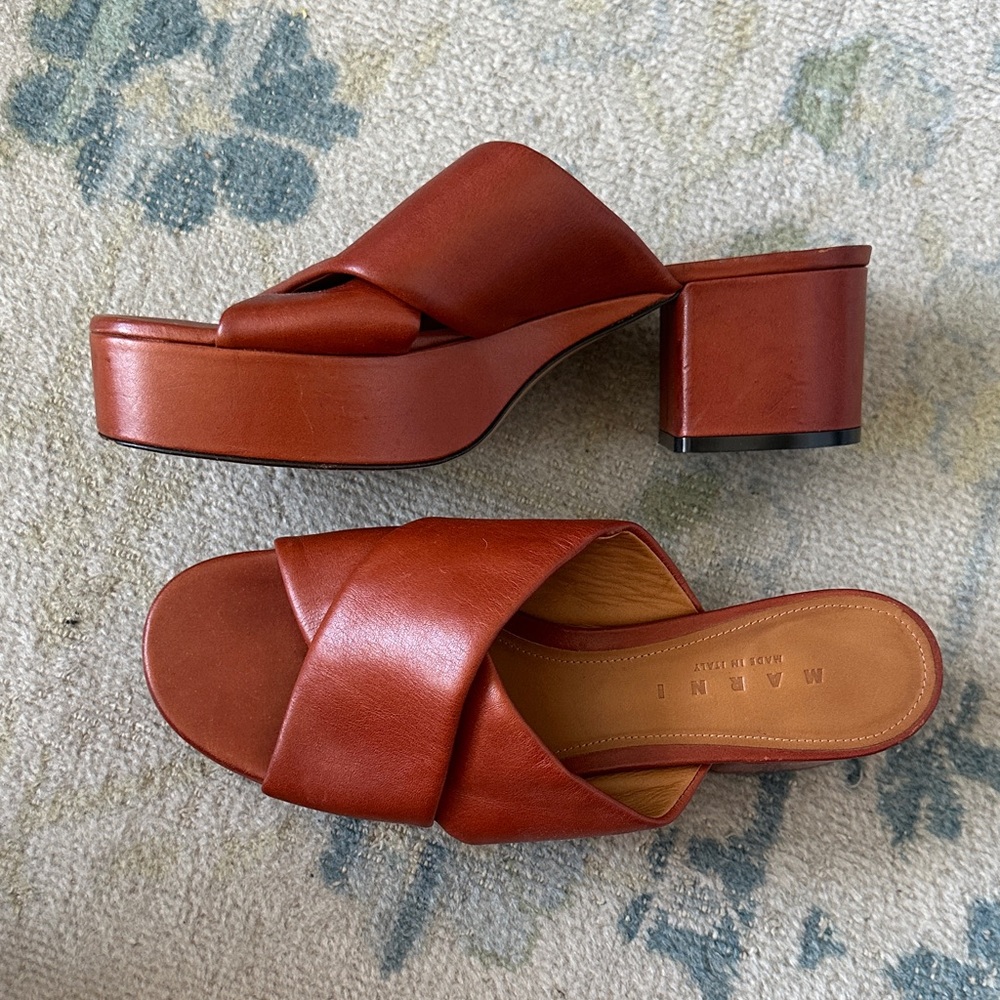 Marni Women's Tan Leather Mules